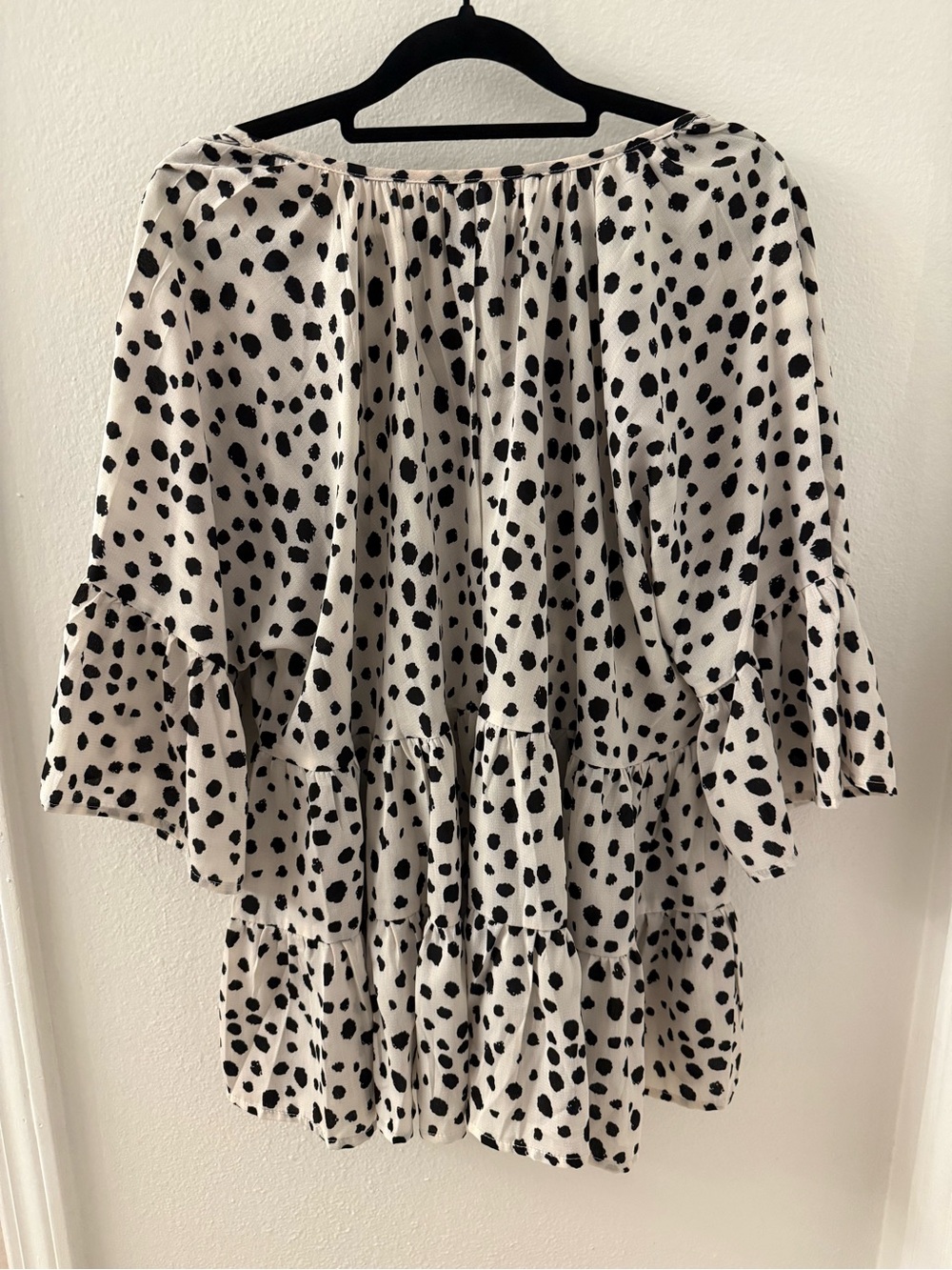 SHEIN Cream Mini Skirt with Black Polka Dot Print